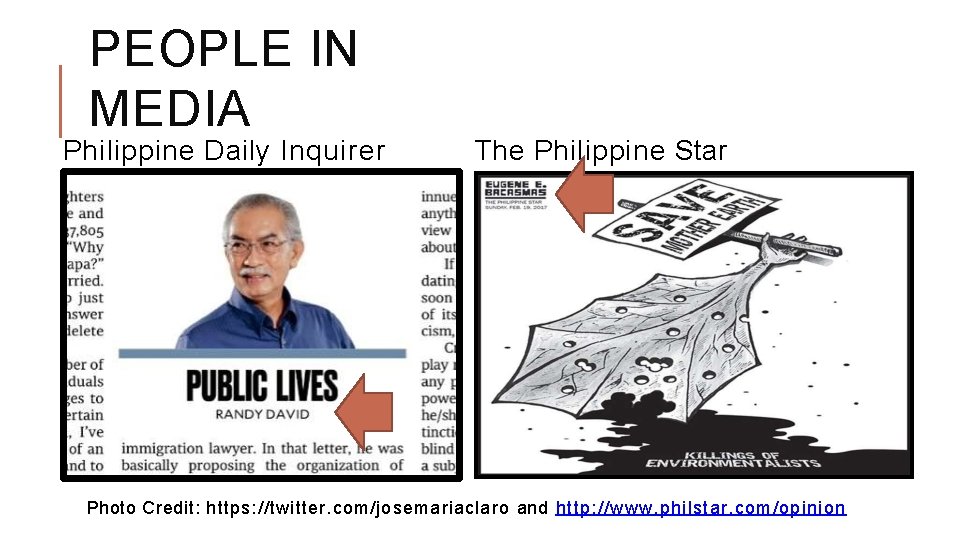 PEOPLE IN MEDIA Philippine Daily Inquirer The Philippine Star Photo Credit: https: //twitter. com/josemariaclaro
