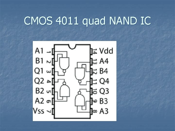 CMOS 4011 quad NAND IC 