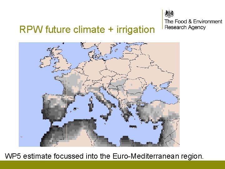 RPW future climate + irrigation WP 5 estimate focussed into the Euro-Mediterranean region. 