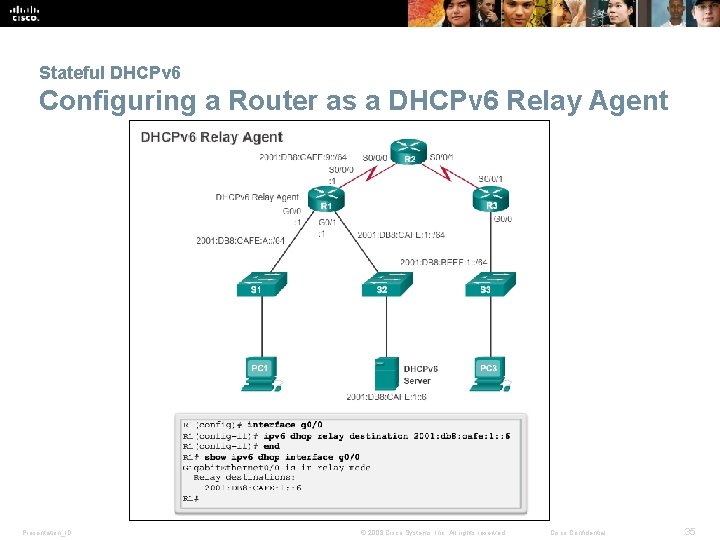 Stateful DHCPv 6 Configuring a Router as a DHCPv 6 Relay Agent Presentation_ID ©