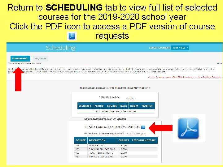 Return to SCHEDULING tab to view full list of selected courses for the 2019