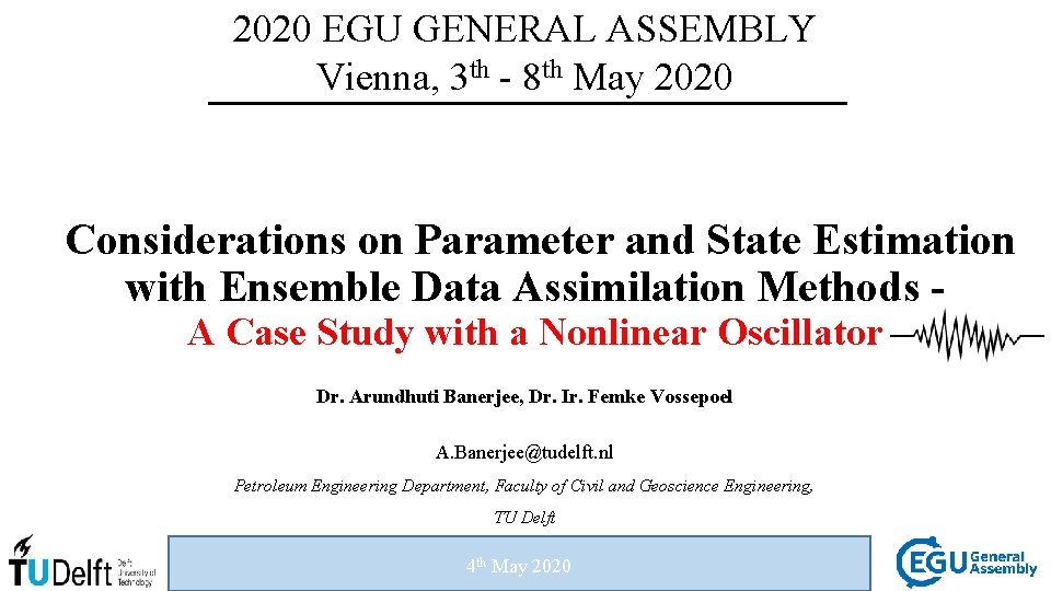 2020 EGU GENERAL ASSEMBLY Vienna, 3 th - 8 th May 2020 Considerations on