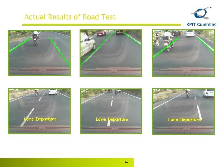 Actual Results of Road Test 10 