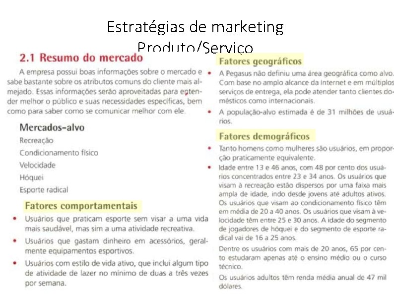 Estratégias de marketing Produto/Serviço 