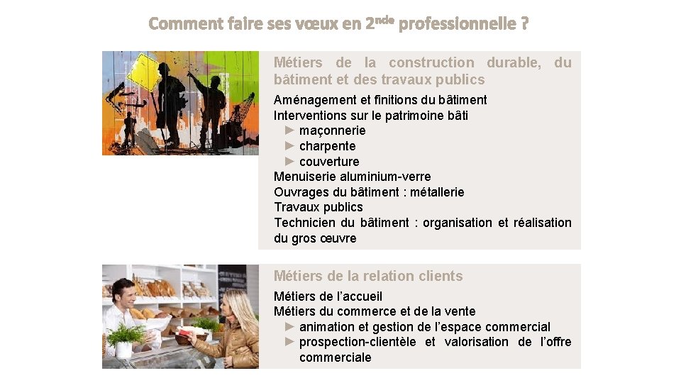 Comment faire ses vœux en 2 nde professionnelle ? Métiers de la construction durable, Comment faire ses vœux en 2 nde professionnelle ? Métiers de la construction durable,