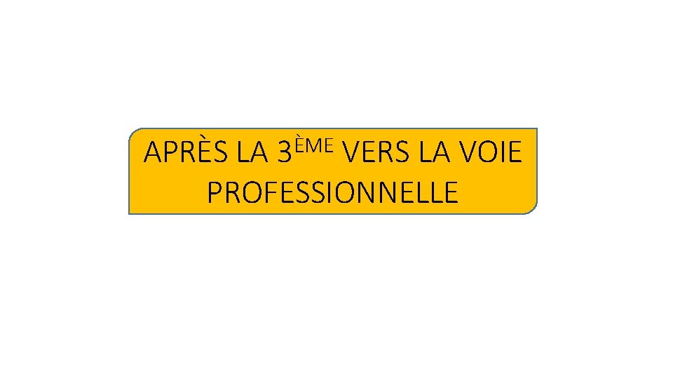 APRÈS LA 3ÈME VERS LA VOIE PROFESSIONNELLE APRÈS LA 3ÈME VERS LA VOIE PROFESSIONNELLE