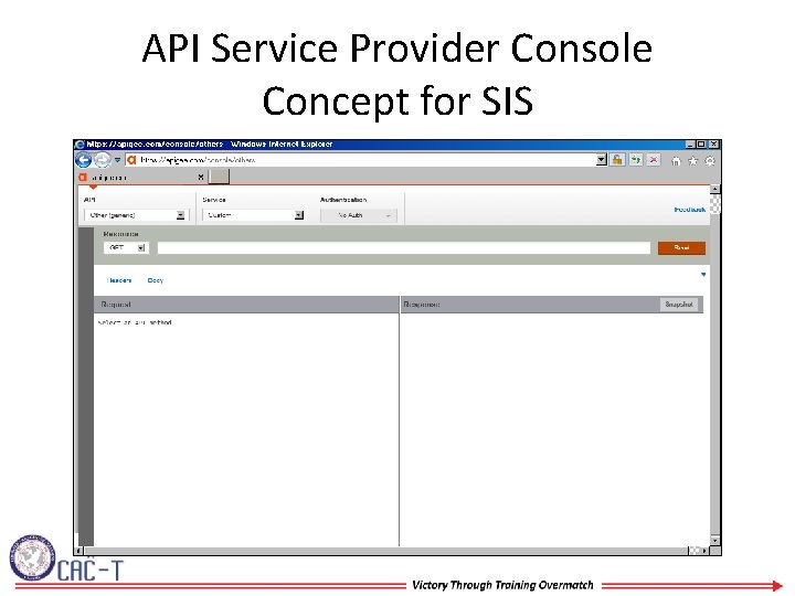 API Service Provider Console Concept for SIS 