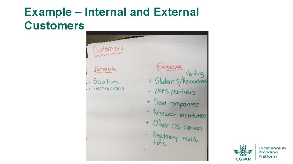 Example – Internal and External Customers 