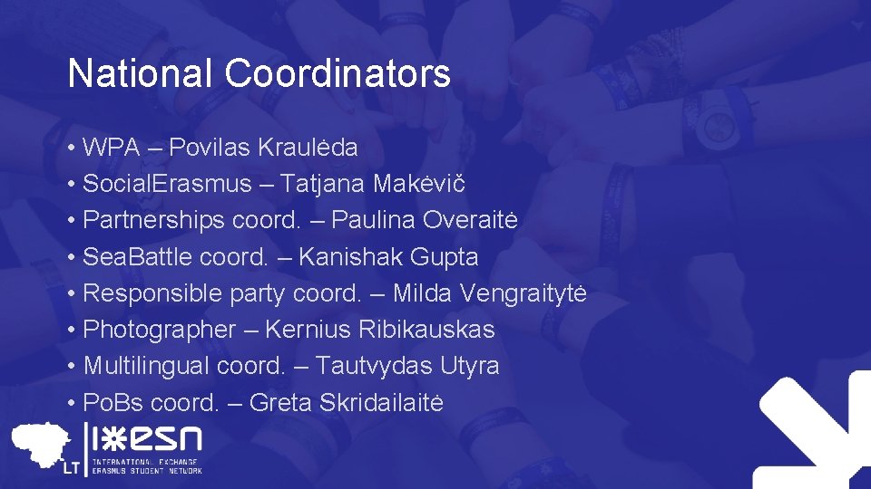 National Coordinators • WPA – Povilas Kraulėda • Social. Erasmus – Tatjana Makėvič •
