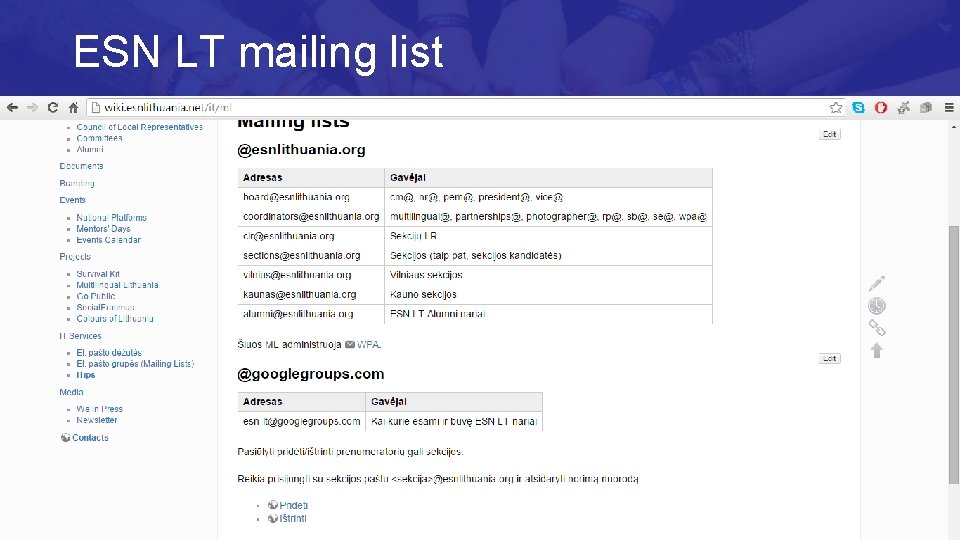 ESN LT mailing list 