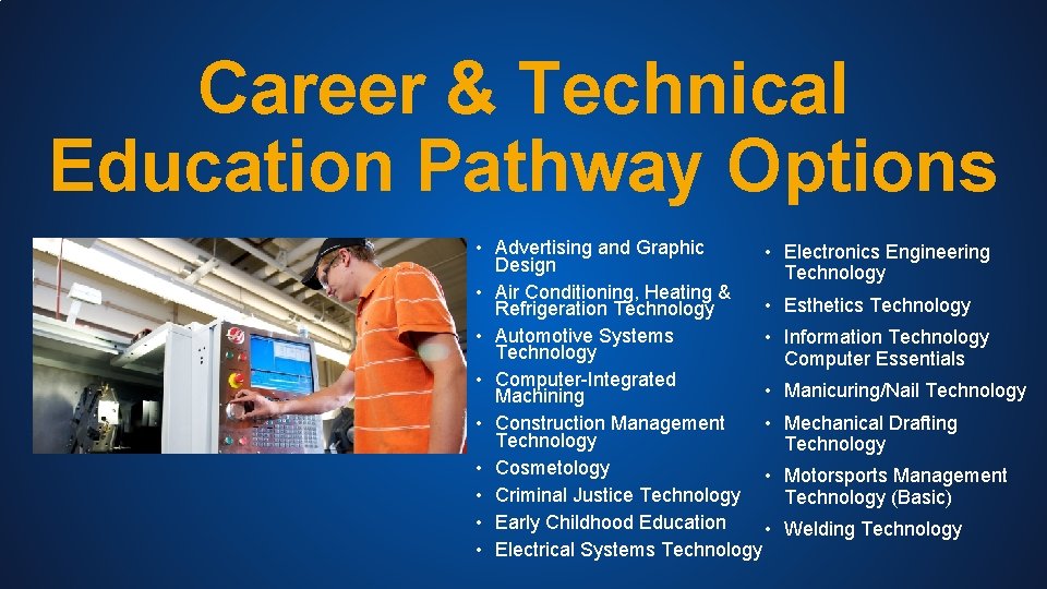 Career & Technical Education Pathway Options • Advertising and Graphic • Design • Air