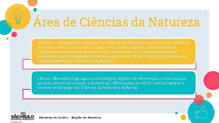 Área de Ciências da Natureza Analisar, compreender e explicar características, fenômenos e processos relativos