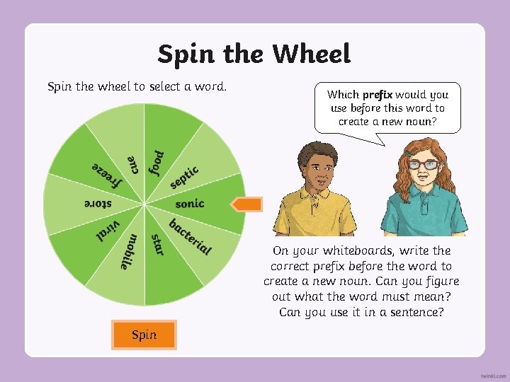 Spin the Wheel Spin the wheel to select a word. Which prefix would you