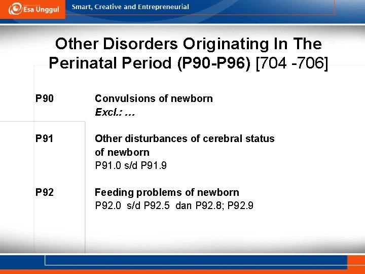 Other Disorders Originating In The Perinatal Period (P 90 -P 96) [704 -706] P