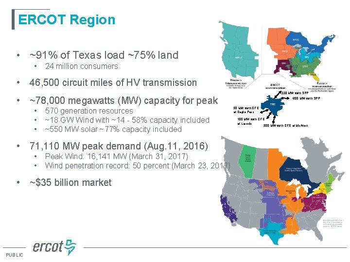 ERCOT Region • ~91% of Texas load ~75% land • 24 million consumers • ERCOT Region • ~91% of Texas load ~75% land • 24 million consumers •
