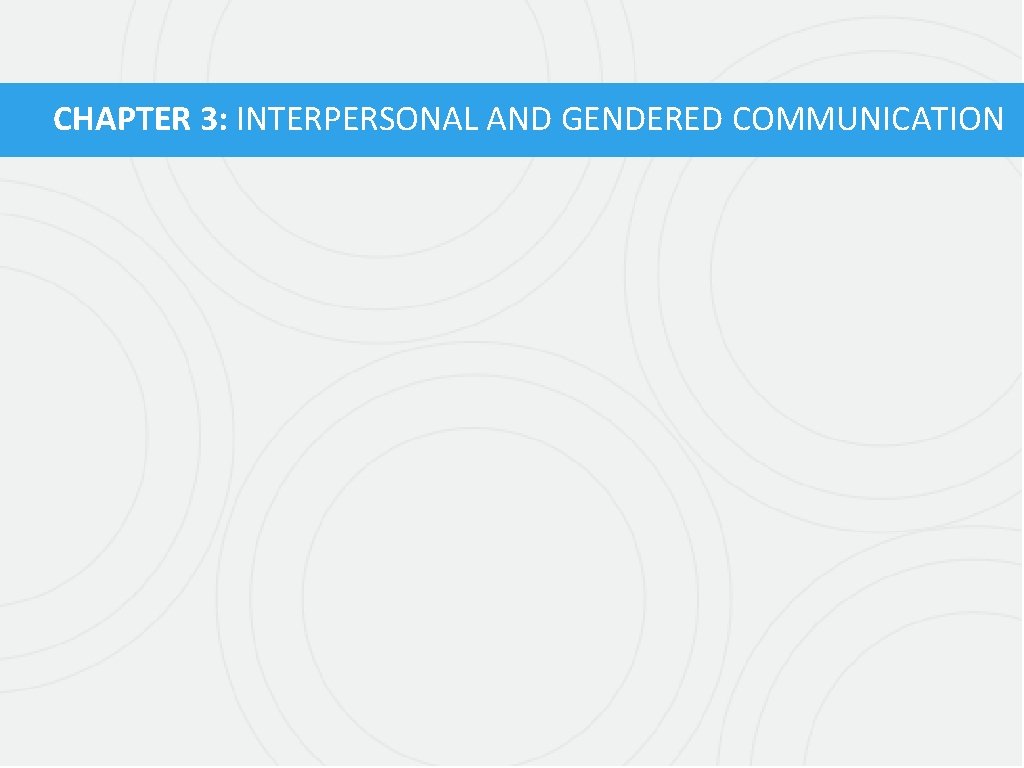 CHAPTER 3: INTERPERSONAL AND GENDERED COMMUNICATION 