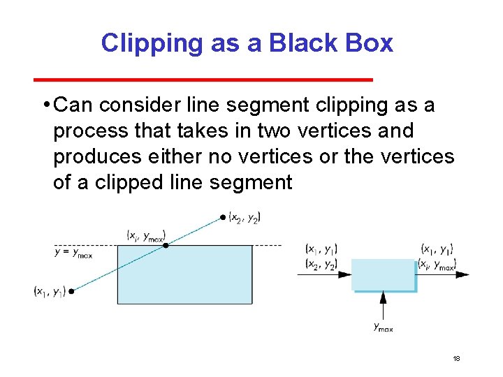 Clipping as a Black Box • Can consider line segment clipping as a process