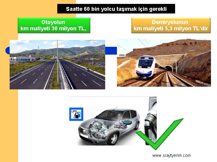 Saatte 60 bin yolcu taşımak için gerekli Otoyolun km maliyeti 30 milyon TL, Demiryolunun