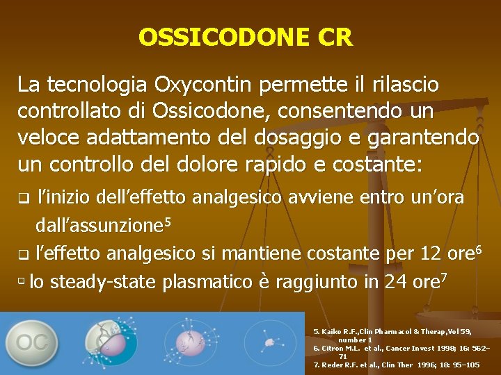 OSSICODONE CR La tecnologia Oxycontin permette il rilascio controllato di Ossicodone, consentendo un veloce
