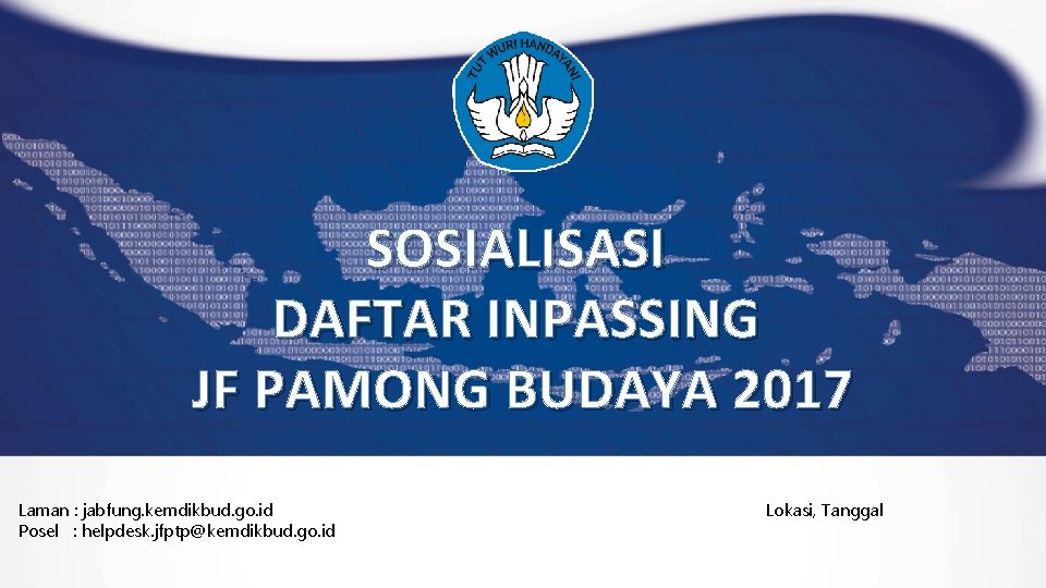 SOSIALISASI DAFTAR INPASSING JF PAMONG BUDAYA 2017 Laman : jabfung. kemdikbud. go. id Posel