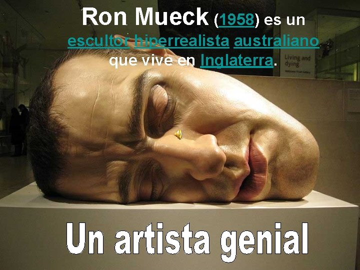 Ron Mueck (1958) es un escultor hiperrealista australiano que vive en Inglaterra. 