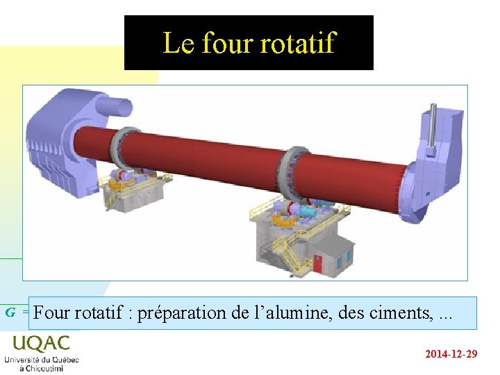 Le four rotatif G = Four H - Trotatif S : préparation de l’alumine,