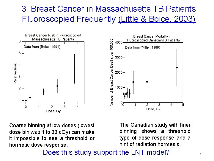 3. Breast Cancer in Massachusetts TB Patients Fluoroscopied Frequently (Little & Boice, 2003) Coarse