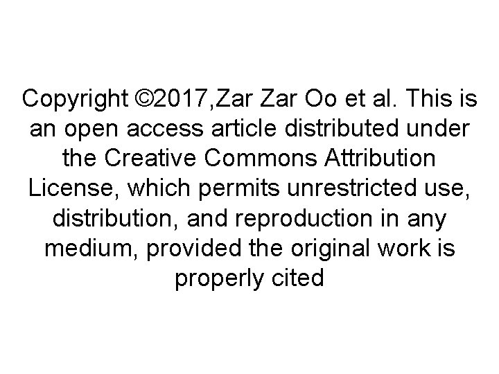 Copyright © 2017, Zar Oo et al. This is an open access article distributed