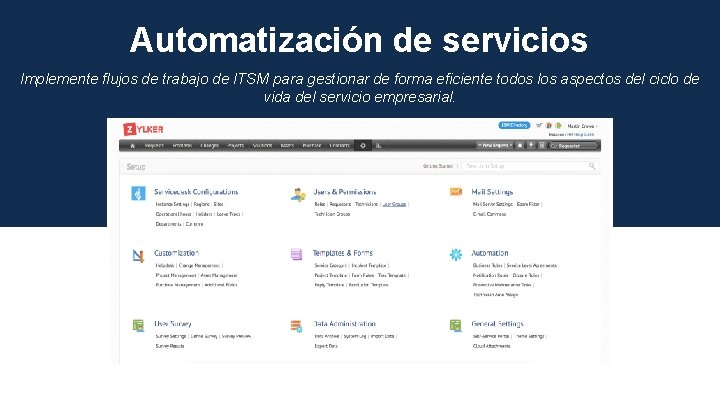 Automatización de servicios Implemente flujos de trabajo de ITSM para gestionar de forma eficiente