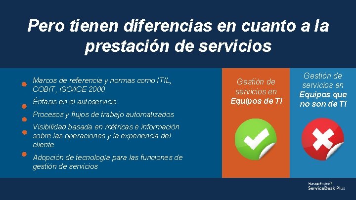 Pero tienen diferencias en cuanto a la prestación de servicios Marcos de referencia y