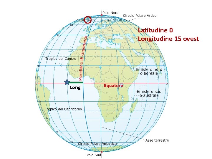 Latitudine 0 Longitudine 15 ovest Long 