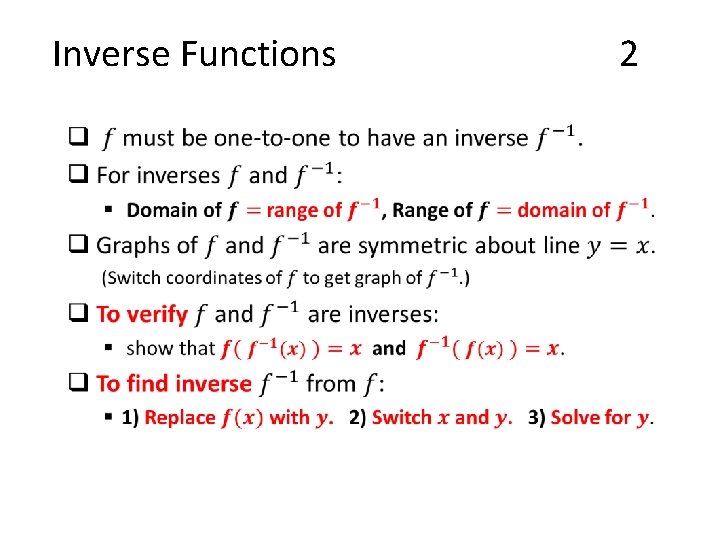 Inverse Functions • 2 