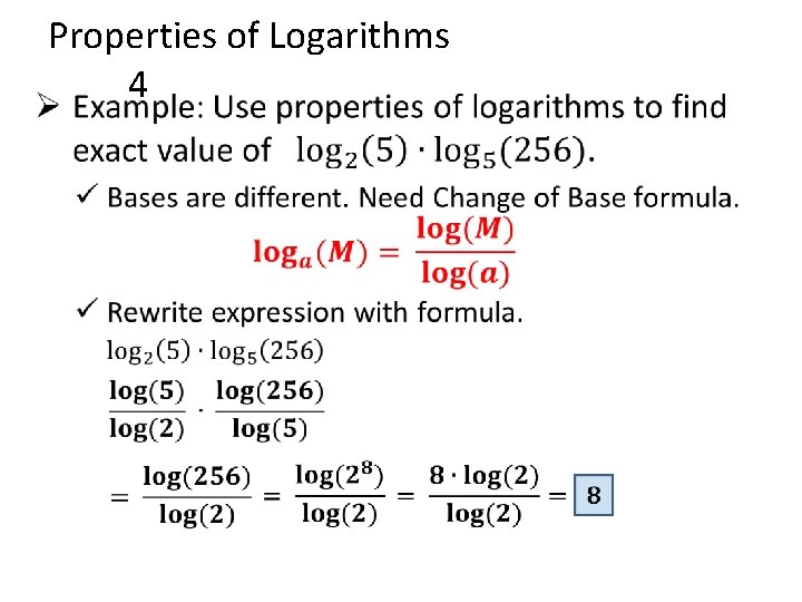  • Properties of Logarithms 4 