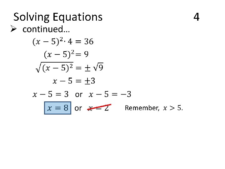  • Solving Equations 4 