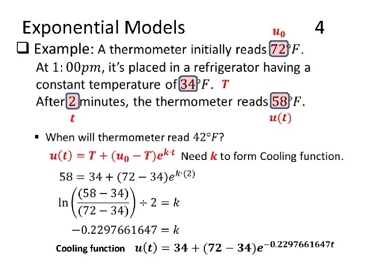  • Exponential Models Cooling function 4 