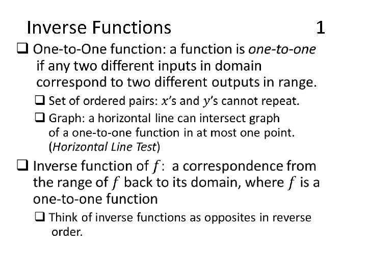 Inverse Functions • 1 