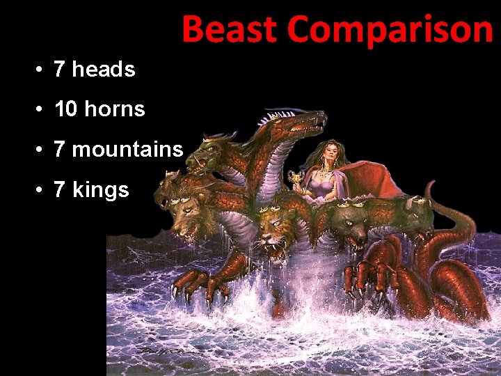 Beast Comparison • 7 heads • 10 horns • 7 mountains • 7 kings