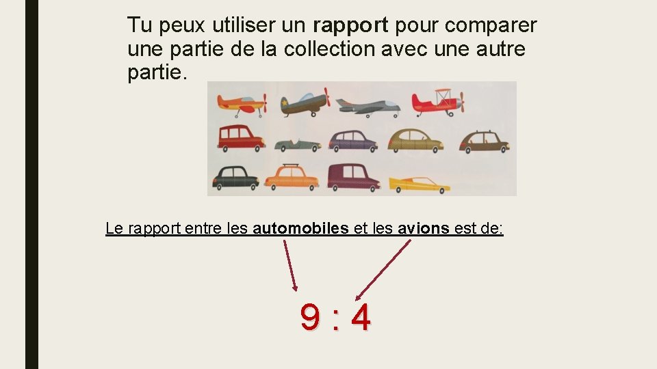 Tu peux utiliser un rapport pour comparer une partie de la collection avec une