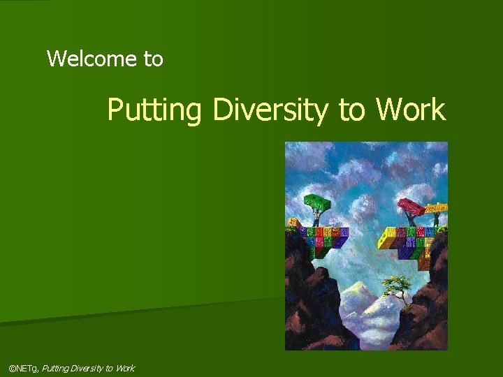 Welcome to Putting Diversity to Work ©NETg, Putting Diversity to Work 