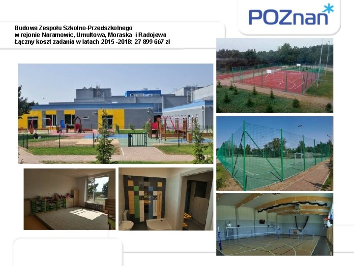 Budowa Zespołu Szkolno-Przedszkolnego w rejonie Naramowic, Umultowa, Moraska i Radojewa Łączny koszt zadania w