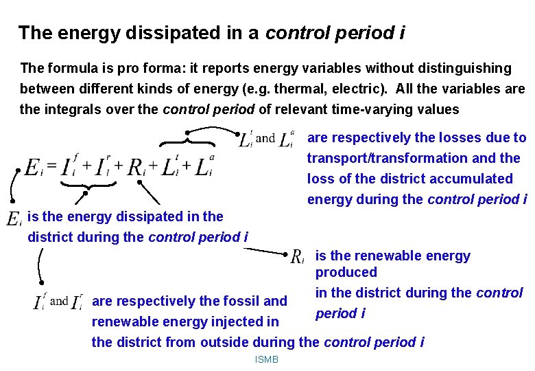 The energy dissipated in a control period i The formula is pro forma: it