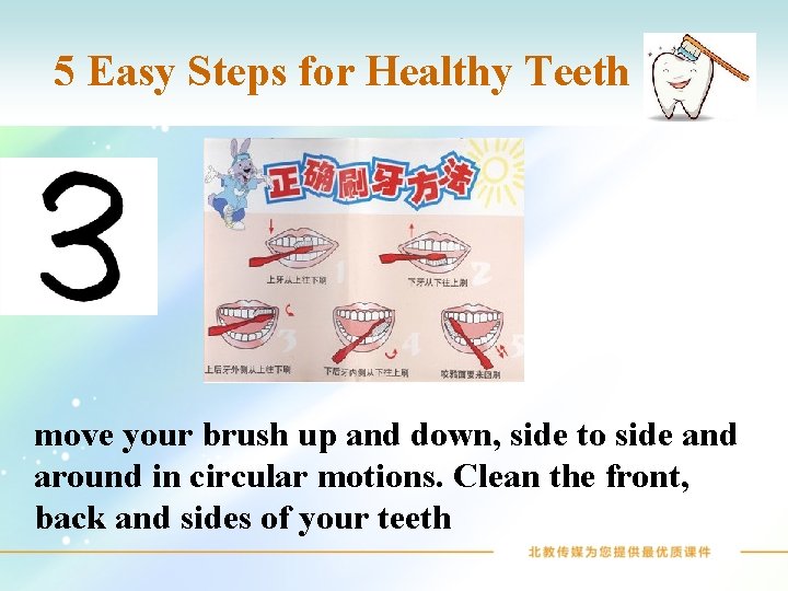 5 Easy Steps for Healthy Teeth move your brush up and down, side to