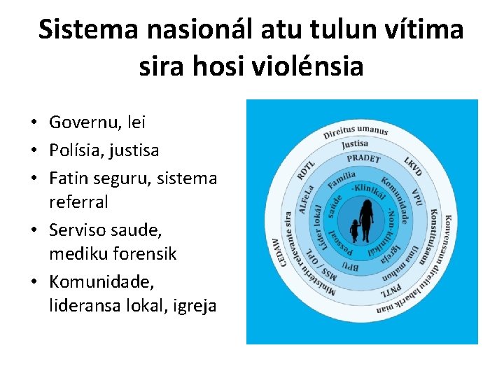 Sistema nasionál atu tulun vítima sira hosi violénsia • Governu, lei • Polísia, justisa