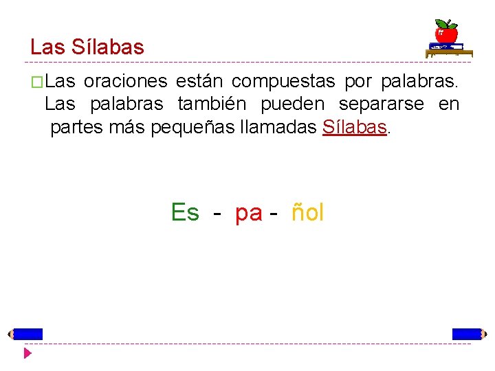 Las Sílabas �Las oraciones están compuestas por palabras. Las palabras también pueden separarse en