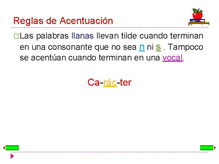 Reglas de Acentuación �Las palabras llanas llevan tilde cuando terminan en una consonante que