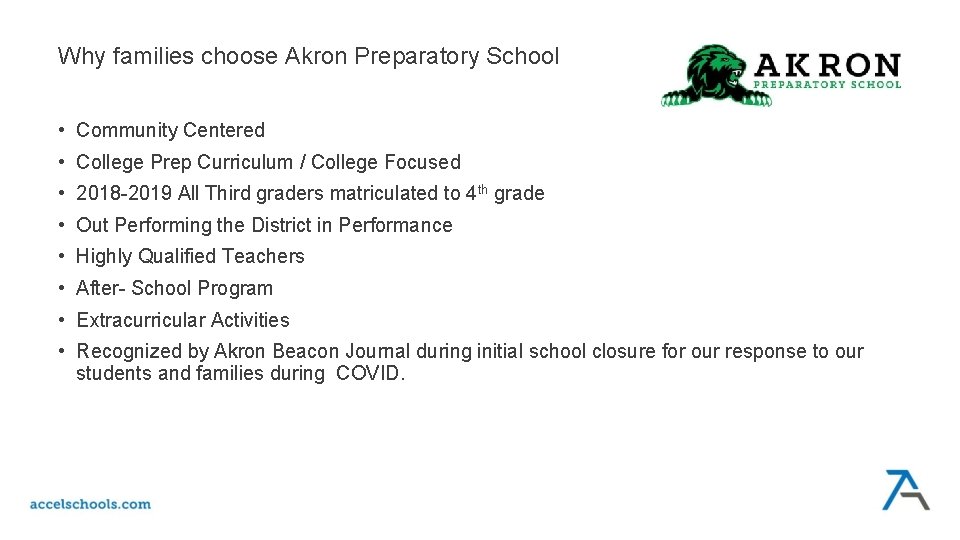 Why families choose Akron Preparatory School • Community Centered • College Prep Curriculum / Why families choose Akron Preparatory School • Community Centered • College Prep Curriculum /