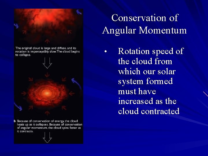 Conservation of Angular Momentum • Rotation speed of the cloud from which our solar Conservation of Angular Momentum • Rotation speed of the cloud from which our solar