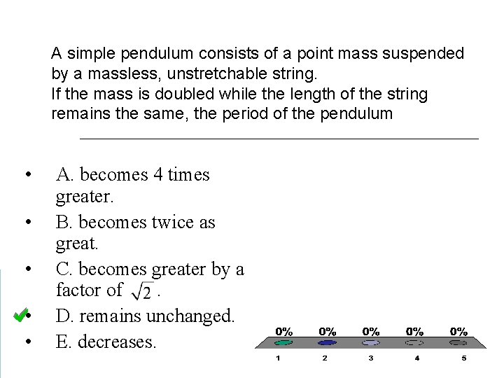 A simple pendulum consists of a point mass suspended by a massless, unstretchable string.