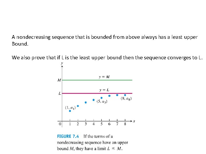 A nondecreasing sequence that is bounded from above always has a least upper Bound.