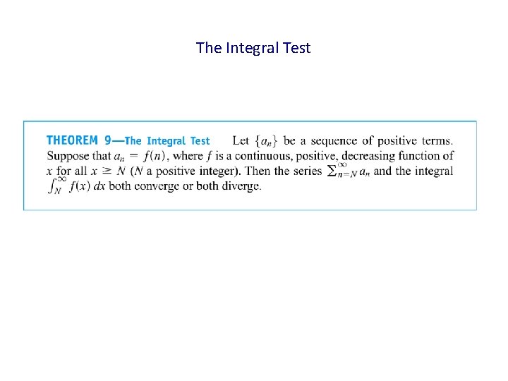 The Integral Test 